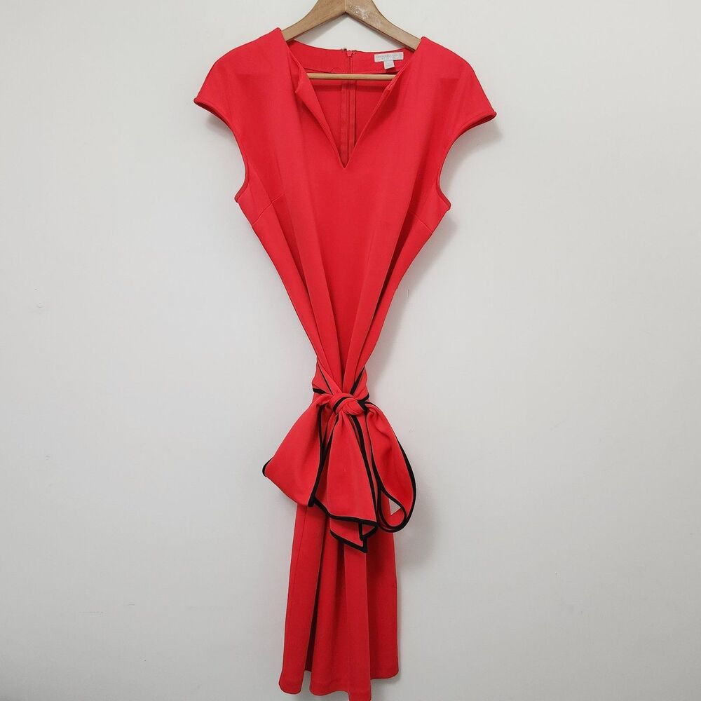 Red Cap Sleeve Tie-Waist Dress